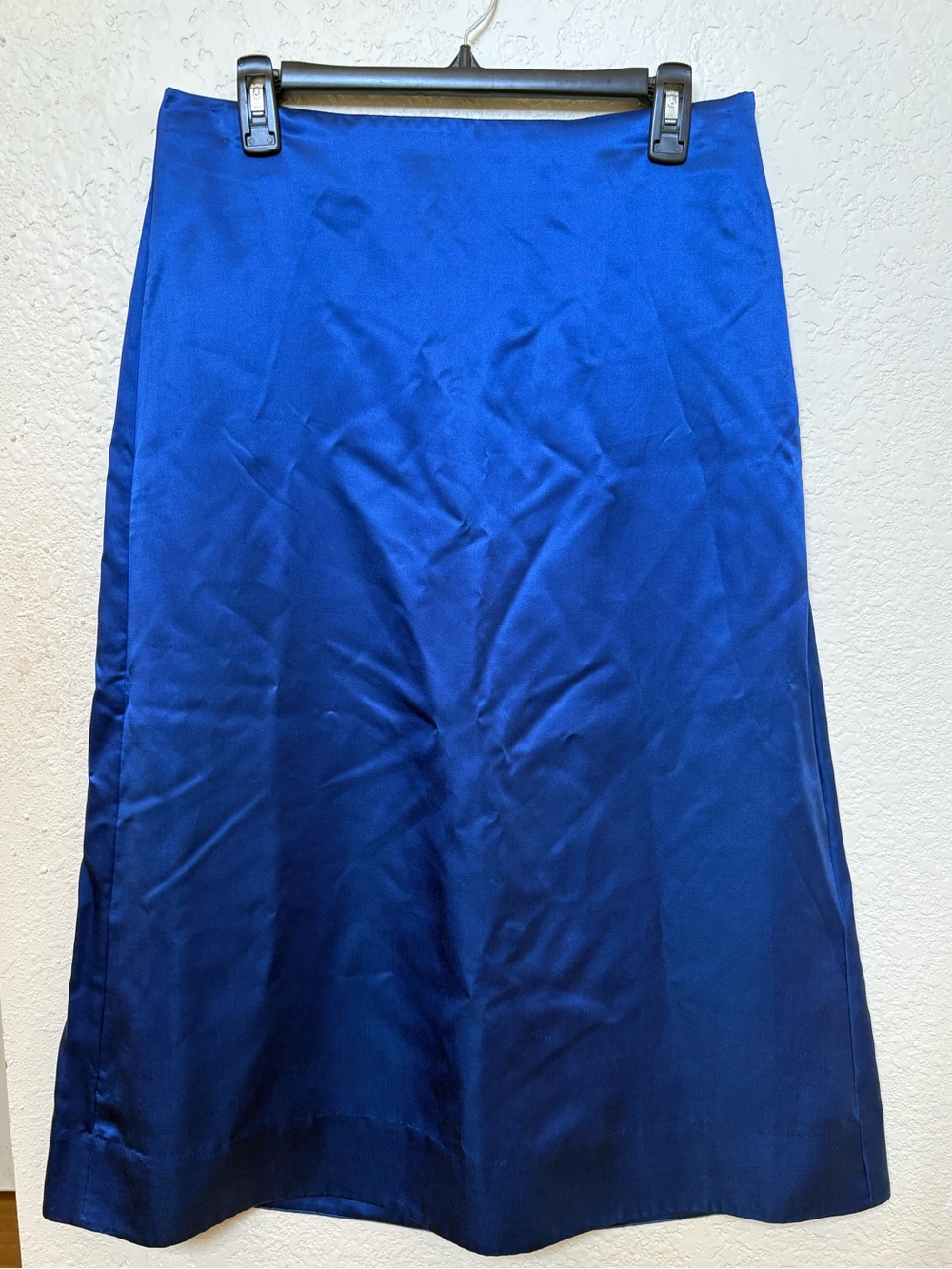 COS Mulberry Silk Midi Slip Skirt Royal Blue Satin A Line Side Zip - Picture 6 of 12